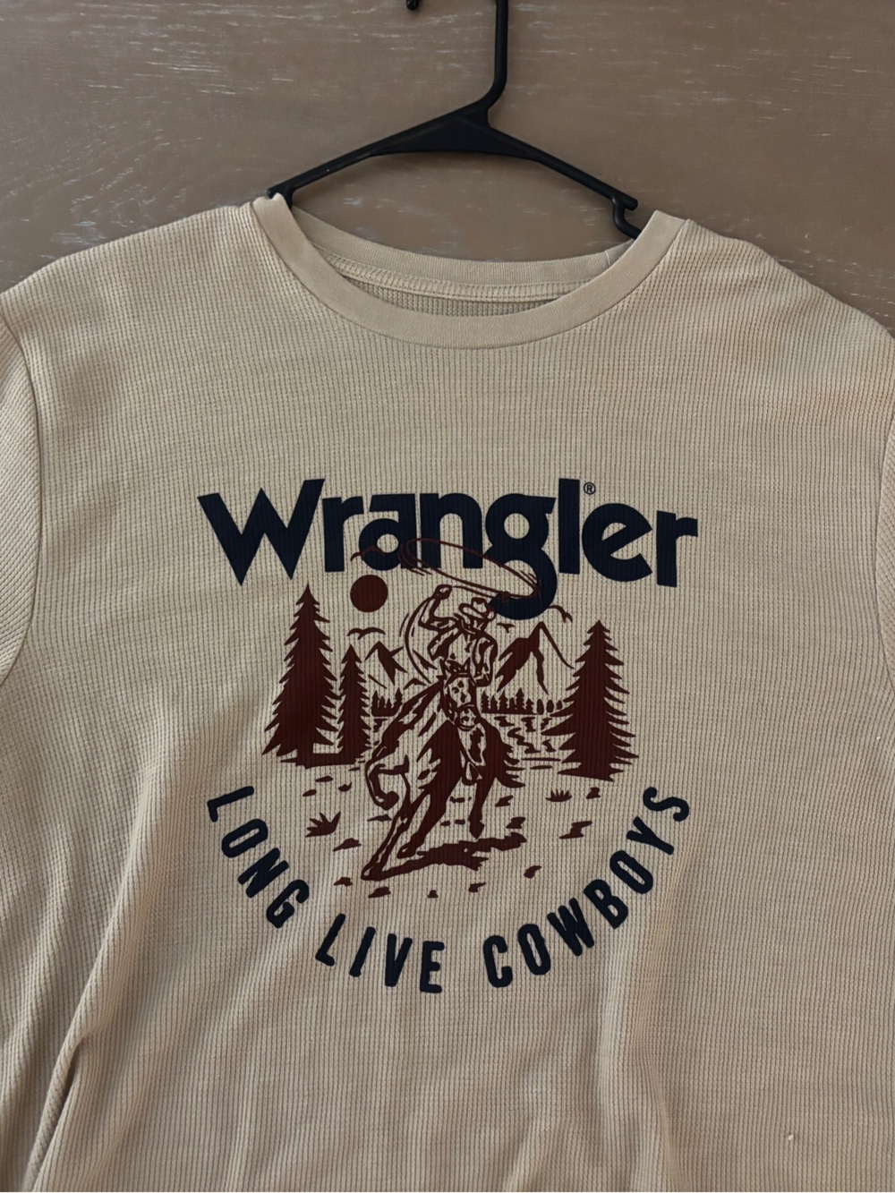 Wrangler Beige Crewneck with Navy and Brown Western Graphic